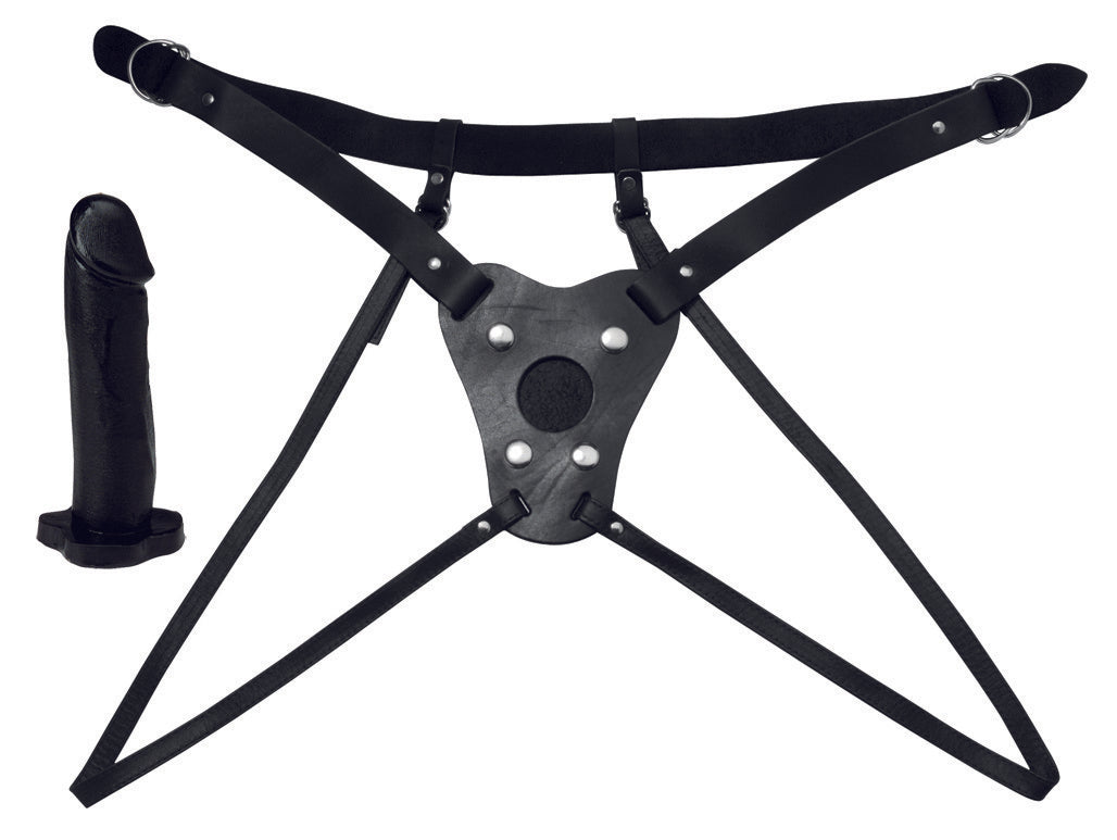 Dual Strap Dildo Harness - With Black Dildo