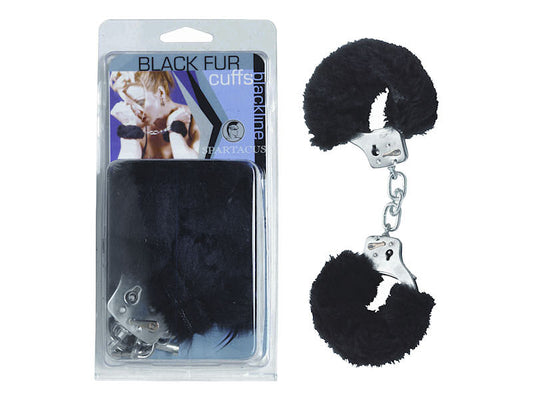 Black Fur Line Handcuffs