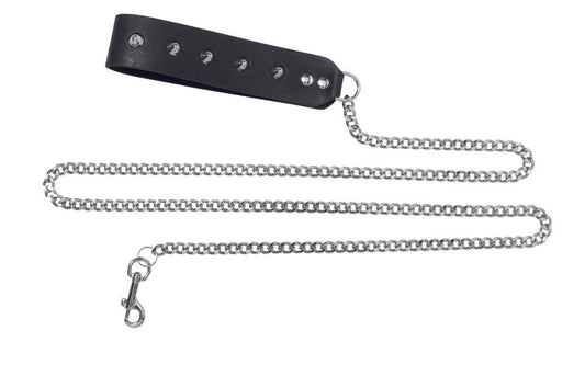 Extermeline Chain Leash with Studded Handle - 4 ft