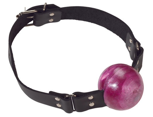 Purple Fur Line Gag - Large Ball - Buckle - Purple Ball