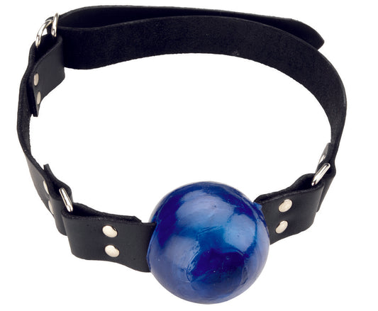 Black & Blue Gag - Large Ball - D Ring - Blue Ball