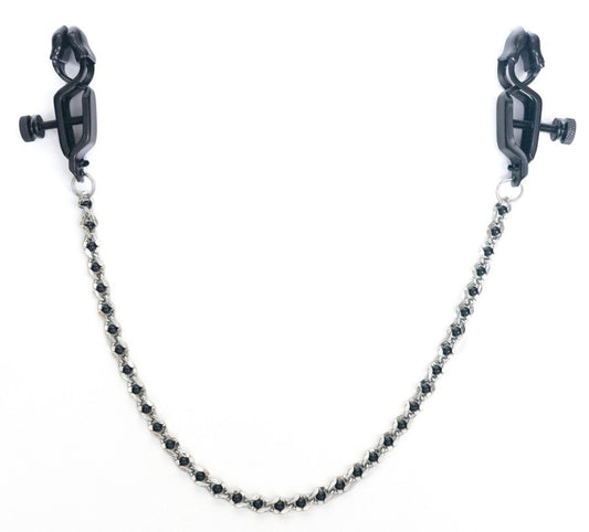 OPEN WIDE BLACK CLAMPS WITH BEADED CHAIN