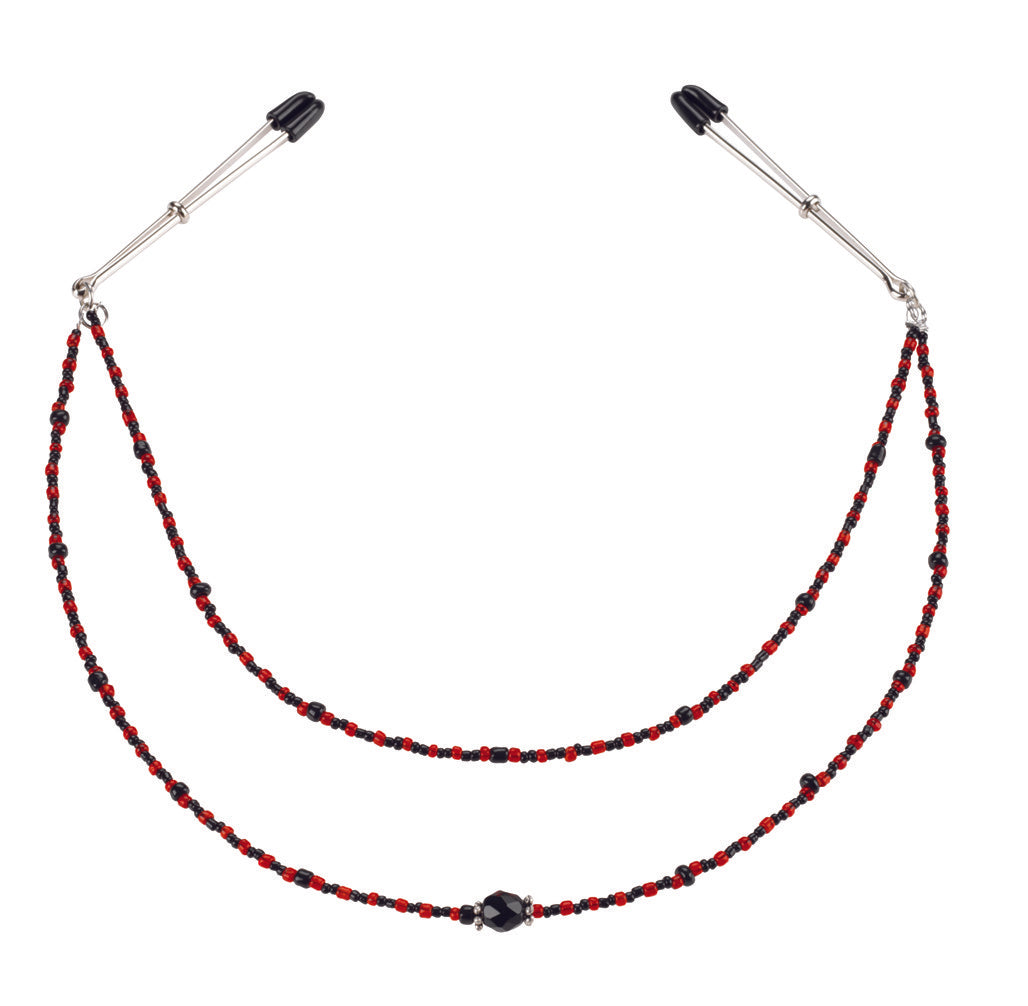 Double Strand Deluxe Beaded Clamps - Red