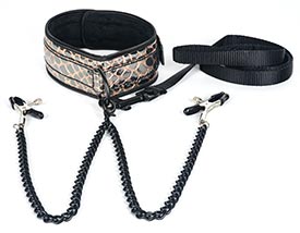 COLLAR AND LEASH WITH NIPPLE CLAMPS