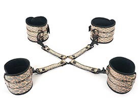 FAUX LEATHER WRIST AND ANKLE RESTRAINS WITH HOG TIE
