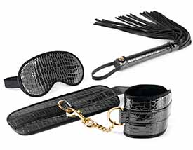 FAUX LEATHER BONDAGE KIT-CROCODILE PRINT