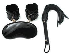 FAUX GLOSSY LEATHER BONDAGE KIT